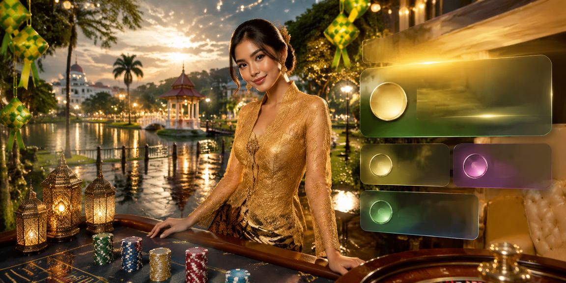 Woman in kebaya making a jackpot deposit on her phone in Malaysia